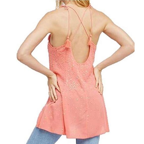 Free People Intimately Just Watch Me Slip Sequin Halter Dress Size L - Picture 2 of 6